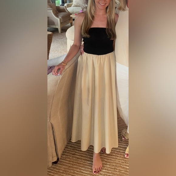 Black and Tan Strapless Maxi Dress​ - Picture 2 of 5